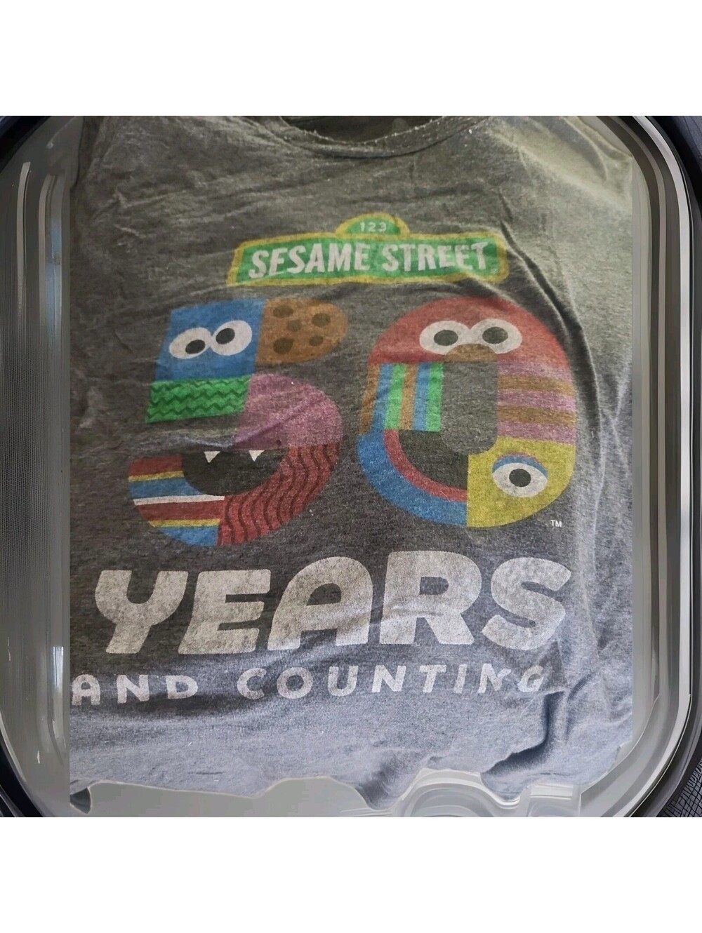 SESAME STREET 50 YEARS LOGO Licensed Adult Men's Heather Tee Shirt